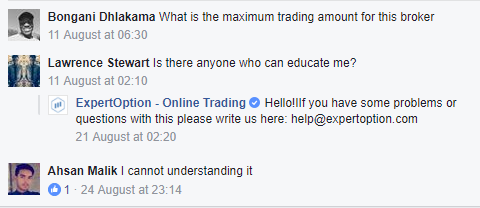 Review of ExpertOption on Facebook Page Review of ExpertOption on Facebook Page