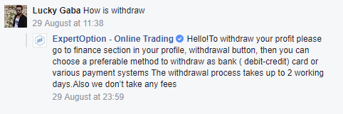 Review of ExpertOption on Facebook Page Review of ExpertOption on Facebook Page