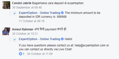 Review of ExpertOption on Facebook Page Review of ExpertOption on Facebook Page