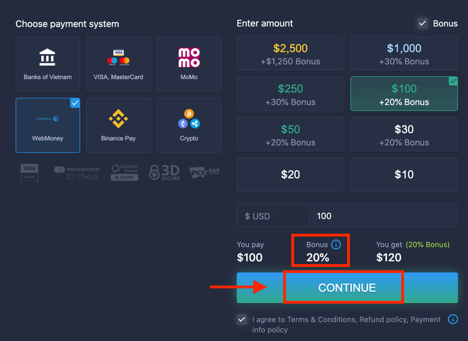 طرق إيداع ExpertOption ومتطلبات حسابات التداول