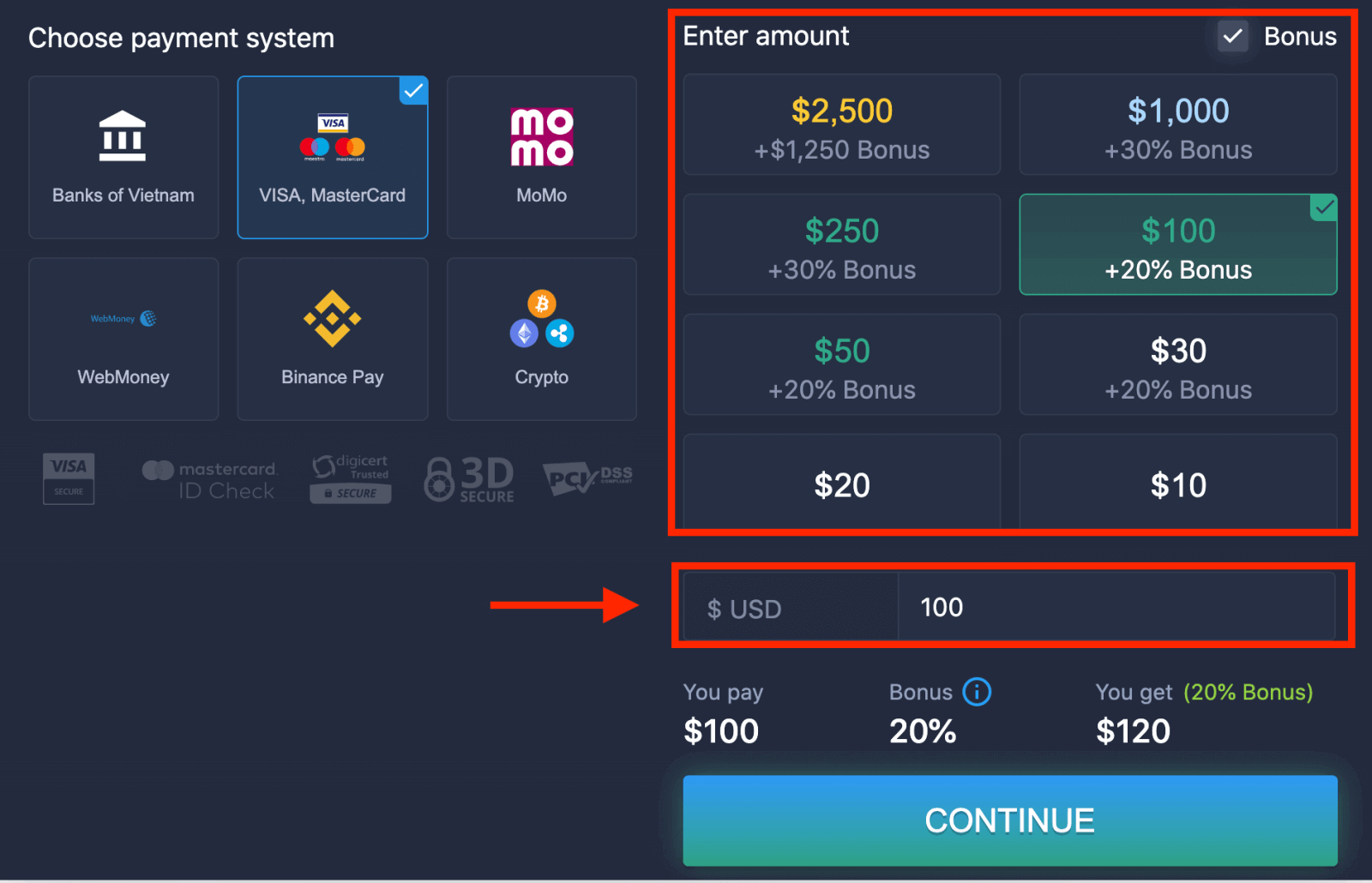 طرق إيداع ExpertOption ومتطلبات حسابات التداول
