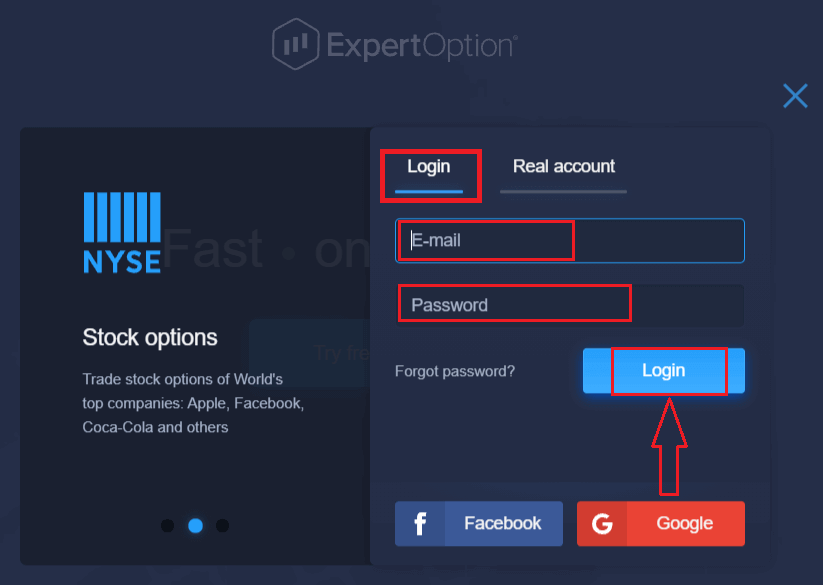 Cómo iniciar sesión y comenzar a operar con opciones binarias en ExpertOption Cómo iniciar sesión y comenzar a operar con opciones binarias en ExpertOption