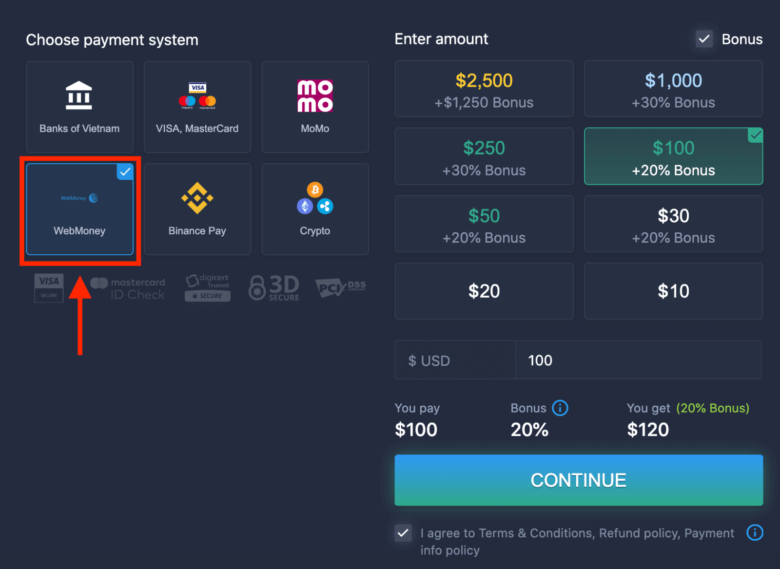 Como se inscrever e depositar dinheiro no ExpertOption