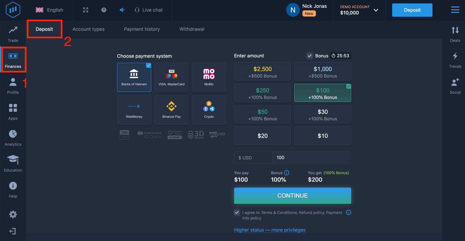 ExpertOption боюнча депозиттик акчаны кантип алуу жана жасоо керек ExpertOption боюнча депозиттик акчаны кантип алуу жана жасоо керек